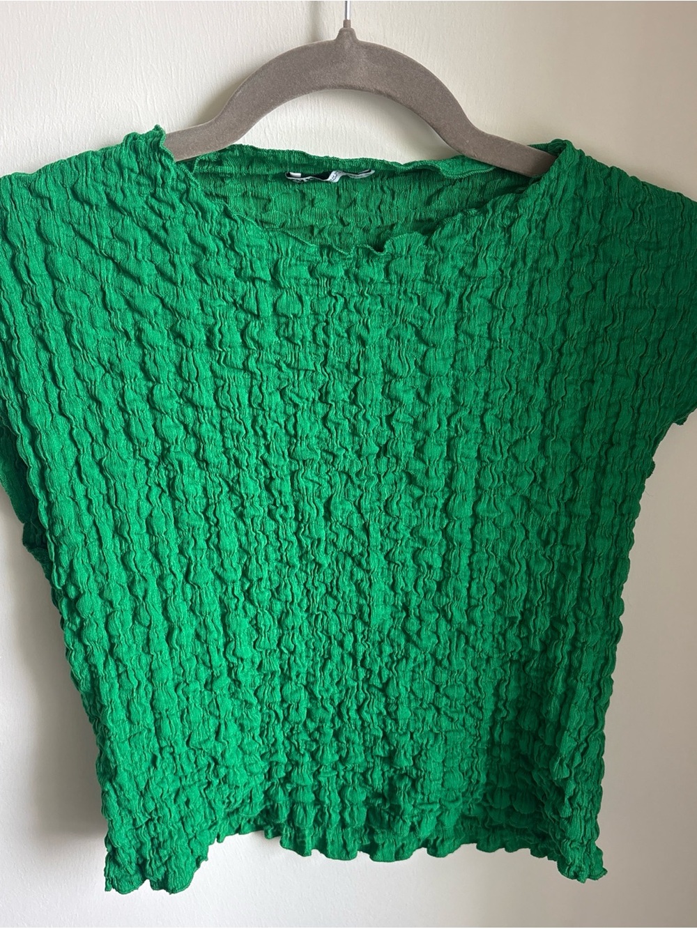Zara Green Textured Crop Top
